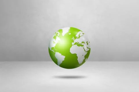 World globe, green earth map, isolated on white. Horizontal background Stock Illustration