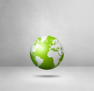 World globe, green earth map, isolated on white. Square background Stock Illustration