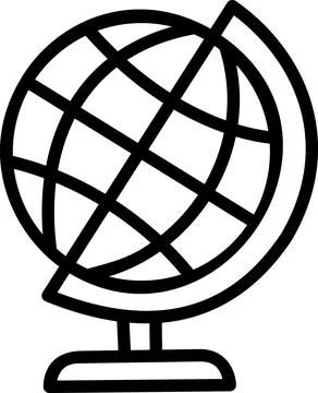 World globe grid icon for geography study Stock Illustration