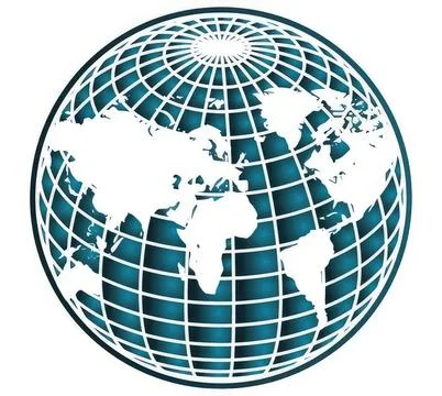 World globe with grid lines showing continents and oceans Stock Illustration