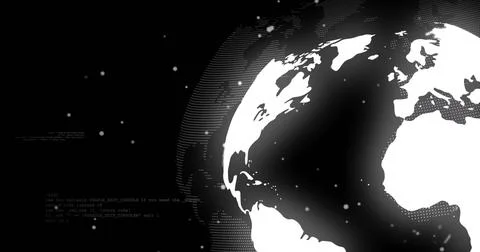 World globe hemisphere rotating in dashboard, with dotted mesh, drifting Stock Photos