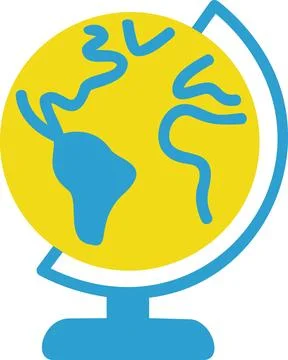 World globe icon blue yellow earth geography Stock Illustration