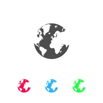 World Globe icon flat Stock Illustration