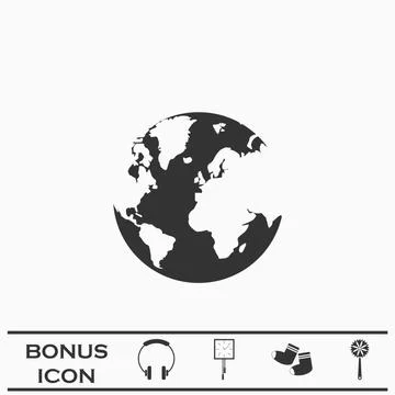 World Globe icon flat Stock Illustration