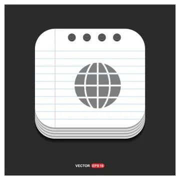 World globe icon Gray icon on Notepad Style template Vector EPS 10 Free Icon イラスト素材