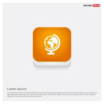 World globe icon Orange Abstract Web Button Stock Illustration