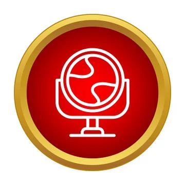 World globe icon in red gold circle Stock Illustration