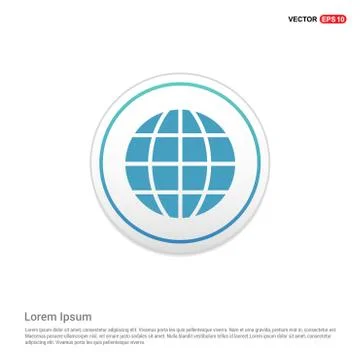 World globe icon - white circle button Stock Illustration