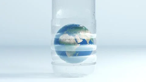 World globe inside a plastic bottle with a white background. Stock Illustration