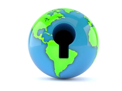 World globe with key hole Stock Illustration
