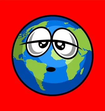 World globe with languid face Stock Illustration