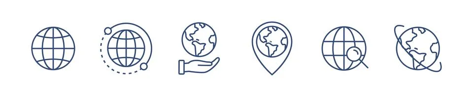 World globe line icon. Vector Earth global country map planet line icon. Travel Illustrazione stock