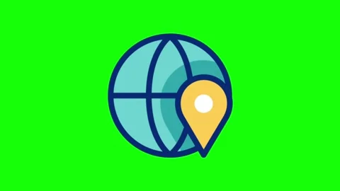 World globe with location pin icon animation on green screen background Stock Footage 314004245
