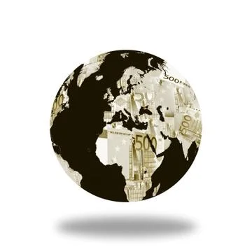 World globe map made with euro. Derived from NASA image. Stock Illustration