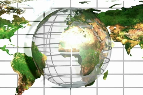 World Globe with Map NTSC Loopable Video stock 339521