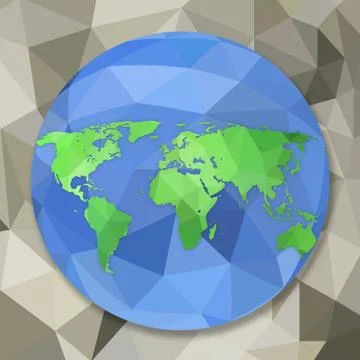 World globe map in polygonal style Illustrazione stock