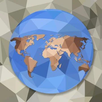 World globe map in polygonal style Illustrazione stock