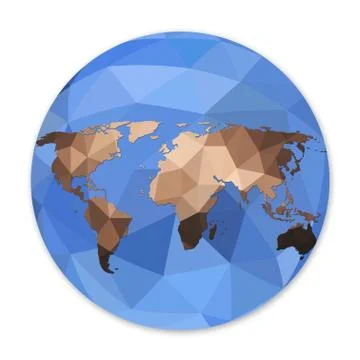 World globe map in polygonal style Illustrazione stock
