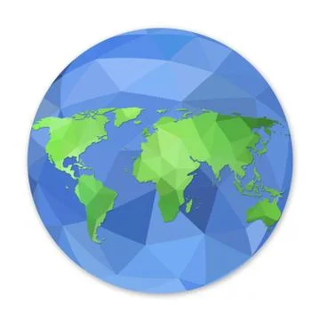 World globe map in polygonal style Illustrazione stock