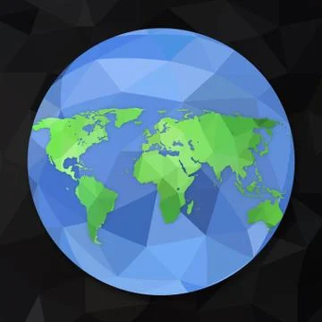 World globe map in polygonal style Illustrazione stock