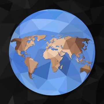 World globe map in polygonal style Illustrazione stock
