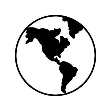 World globe map vector icon. the design features solid continents within a .. Stock Illustration
