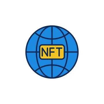 World Globe with NFT Technology vector concept colored icon Stock Illustration