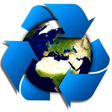 World globe or earth with recycle signs Stock Illustration