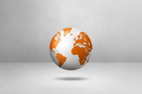 World globe, orange earth map, isolated on white. Horizontal background Stock Illustration