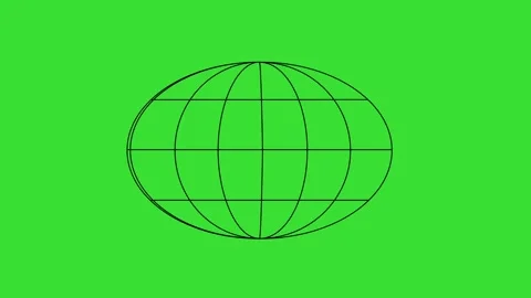 World Globe Outline Icon Rotating 360 Motion Graphic Animation 4K Stock Footage 337406016