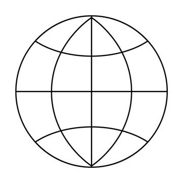 World Globe Outline with Intersecting Lines on Transparent Background Illustrazione stock