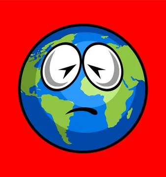 World globe with pain face Stock Illustration