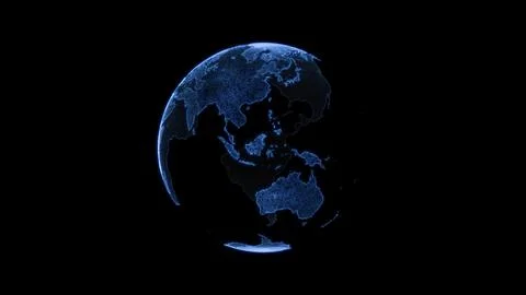 World globe from particles. HUD. Digital planet Earth. Abstract world map Stock Illustration