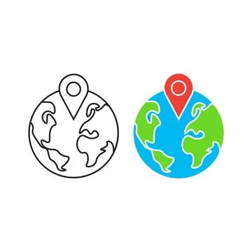 World globe pin. Vector icon template Illustrazione stock