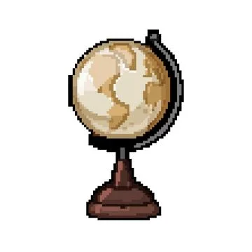 World globe pixel art vector illustration sign color Stock Illustration