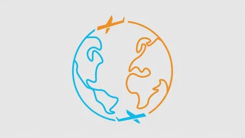 World globe with plane icon animation. alpha channel Vídeo Stock 342423437