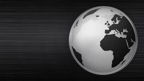 World globe planet earth on brushed metal industrial dark background, infinit Vídeos de archivo 120839905