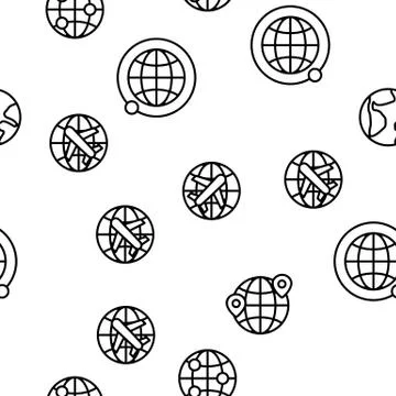 World, Globe, Planet Earth Vector Seamless Pattern Stock Illustration