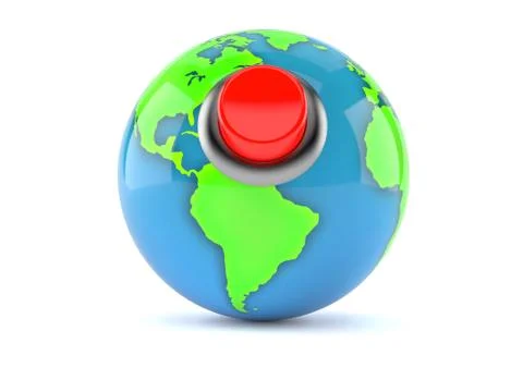 World globe with push button Stock Illustration