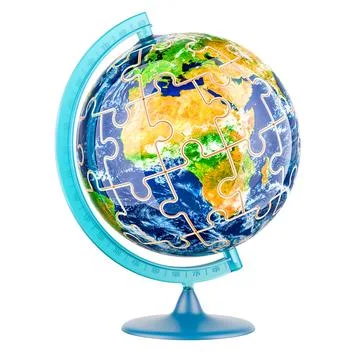 World Globe from puzzles, 3D rendering Stock Illustration