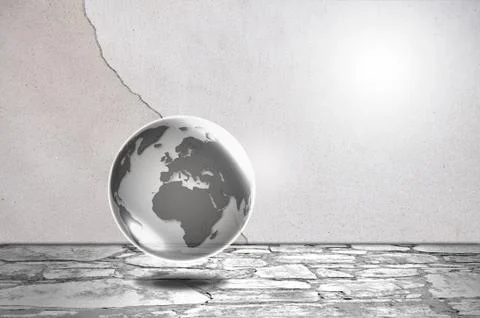 World globe in a room Stock Illustration