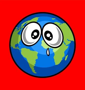 World globe with sad face Stock Illustration