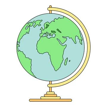 World globe showing earth continents and oceans Stock Illustration