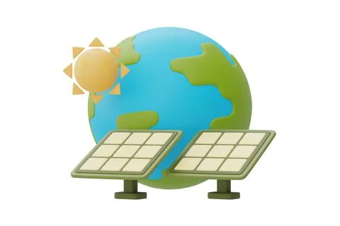World globe with solar panels,World environment day,Alternative source of ele Stock Illustration