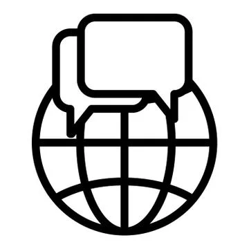 World globe with speech bubble line icon. Translate illustration isolated on Stock Illustration