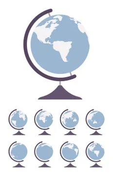 World Globe on stand and set spin in different sides Stock Illustration
