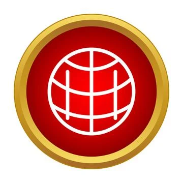 World globe symbol on red gold button Stock Illustration