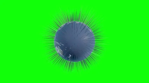 World globe turns while emitting spikes of light - looping 3d animation. Stock Footage 79656278