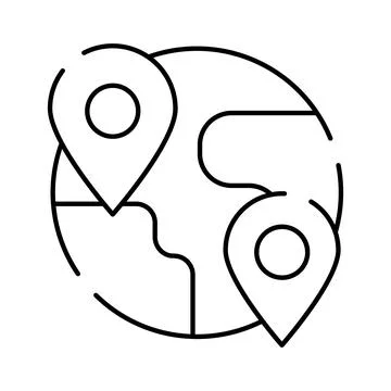 World globe with two location pointers indicating travel Stock Illustration