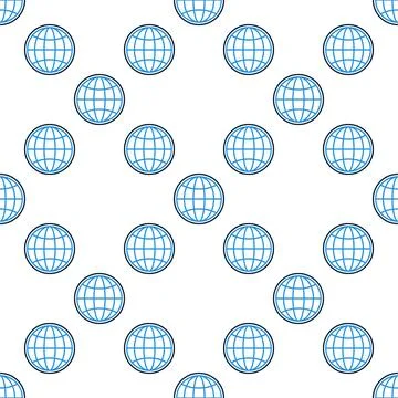 World Globe vector Earth linear seamless pattern Illustrazione stock